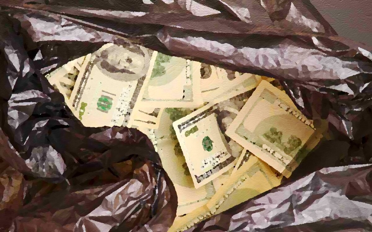 Там лежали: стодолларовые купюры и рубли (по 500 000)