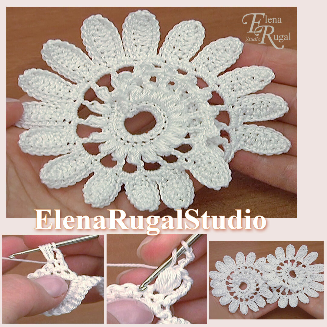 Связанный мотив крючком для ирландского кружева