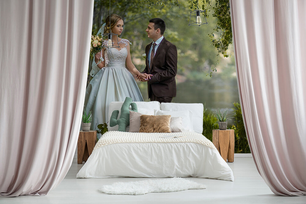 Романтичная спальня с фотообоями под заказ 