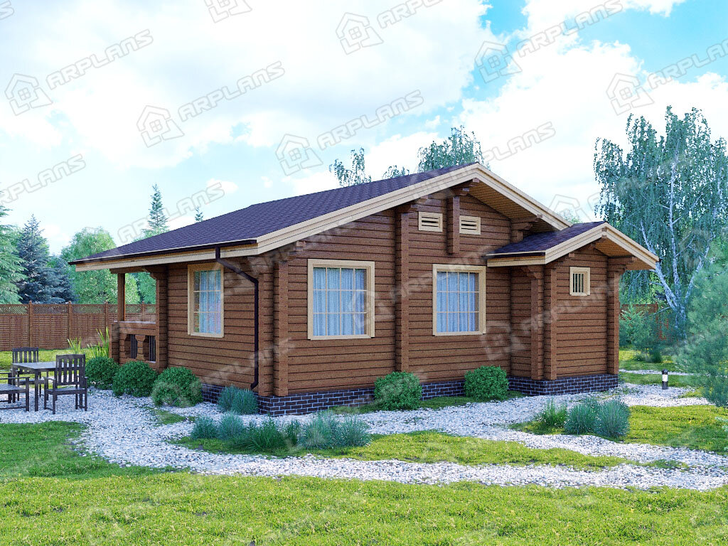 Фото 2 одноэтажного дома из бруса 60 кв м. Источник arplans.ru Проект ДС-105