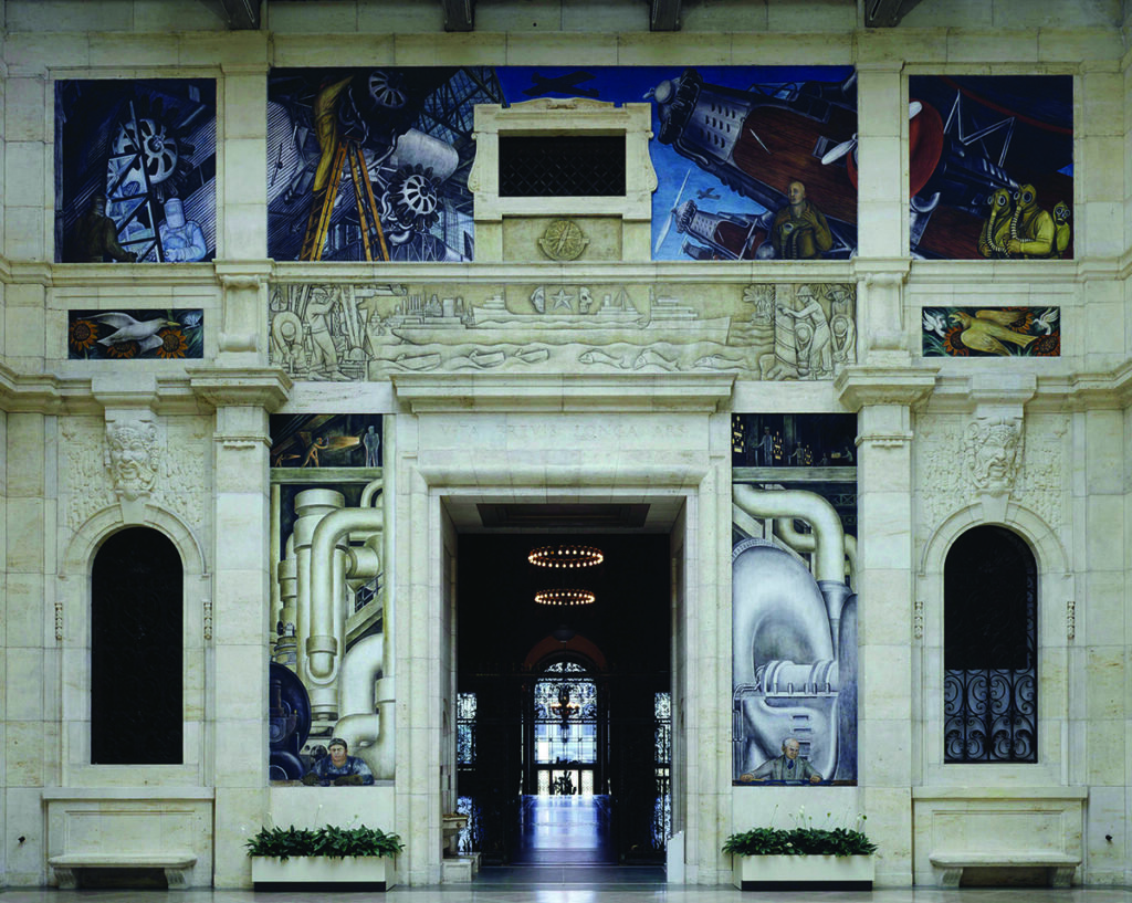 Диего Ривера "Промышленность Детройта или Человек и машина" (1932-1933 гг.) - фреска - западная стена Двора Риверы, Детройтский институт искусств, Детройт, Мичиган, США