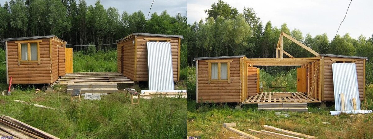 Привозим для начала две обычные дешевые бытовки. Источник фото: aparo.ru