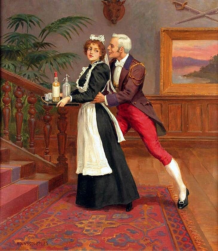 Хозяин, пристающий к своей служанке: один из распространённых стереотипов, навязываемых кинематографом и литературой. На самом деле такое случалось нечасто.