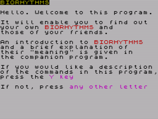Скриншот программы «Biorhythms»