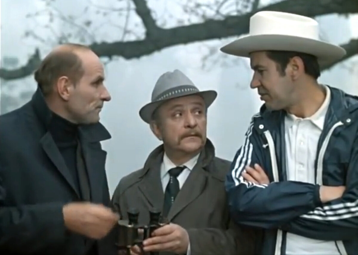 Анатолий Солоницын, Ролан Быков, Георгий Бурков. Кадр из кинофильма "Из жизни отдыхающих", 1980 г., режиссер и сценарист Николай Губенко, композитор Исаак Шварц (скриншот)