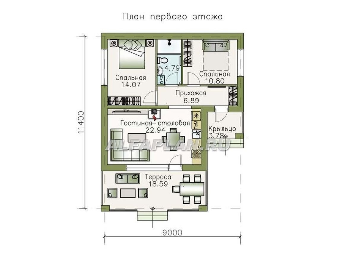 Оптимальное решение: 3 одноэтажных дома – дачи, до 85 м2, 2 спальни |  Популярные проекты домов Альфаплан | Дзен