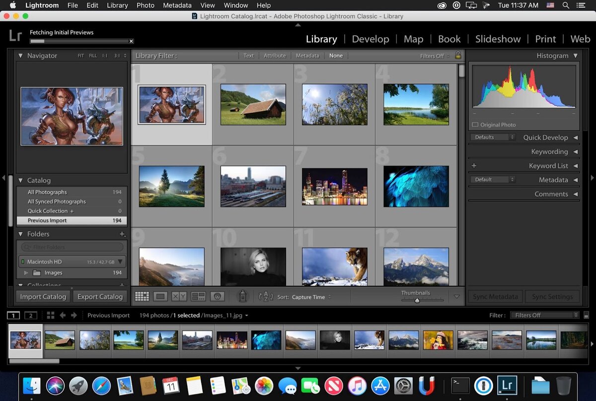 Интерфейс программы "Adobe Lightroom"