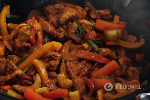 Овощи с мясом для лапши