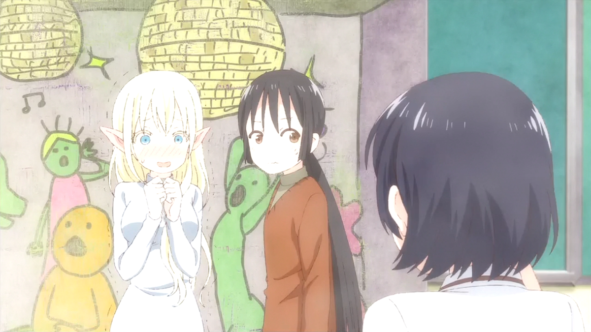 Пример графики (рисовки). Кадр из аниме Asobi Asobase.