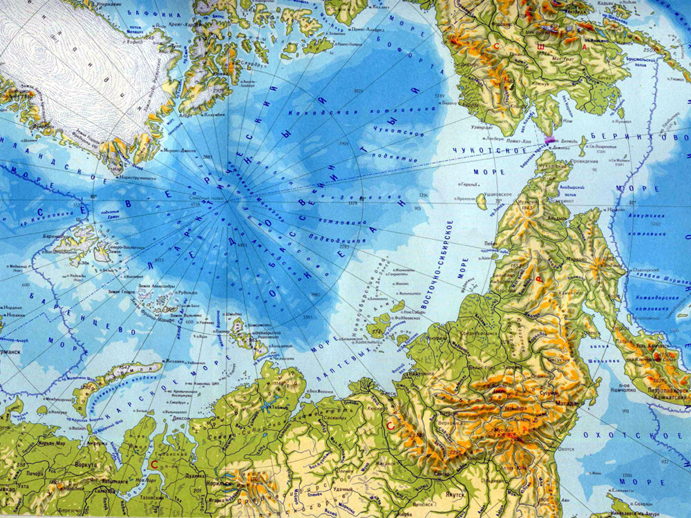 Карта арктики географическая на русском высокого качества разрешения