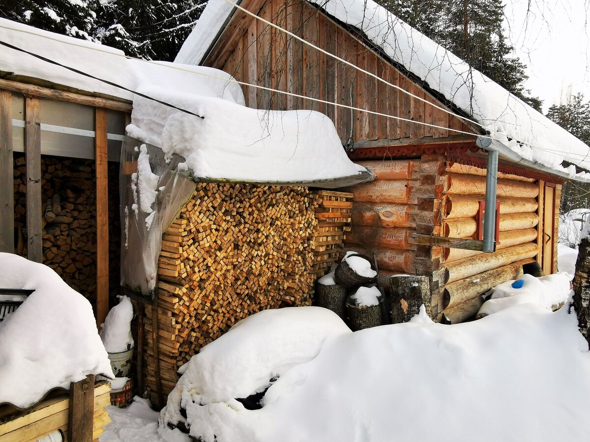 Поленница у тещи на даче. Фото автора