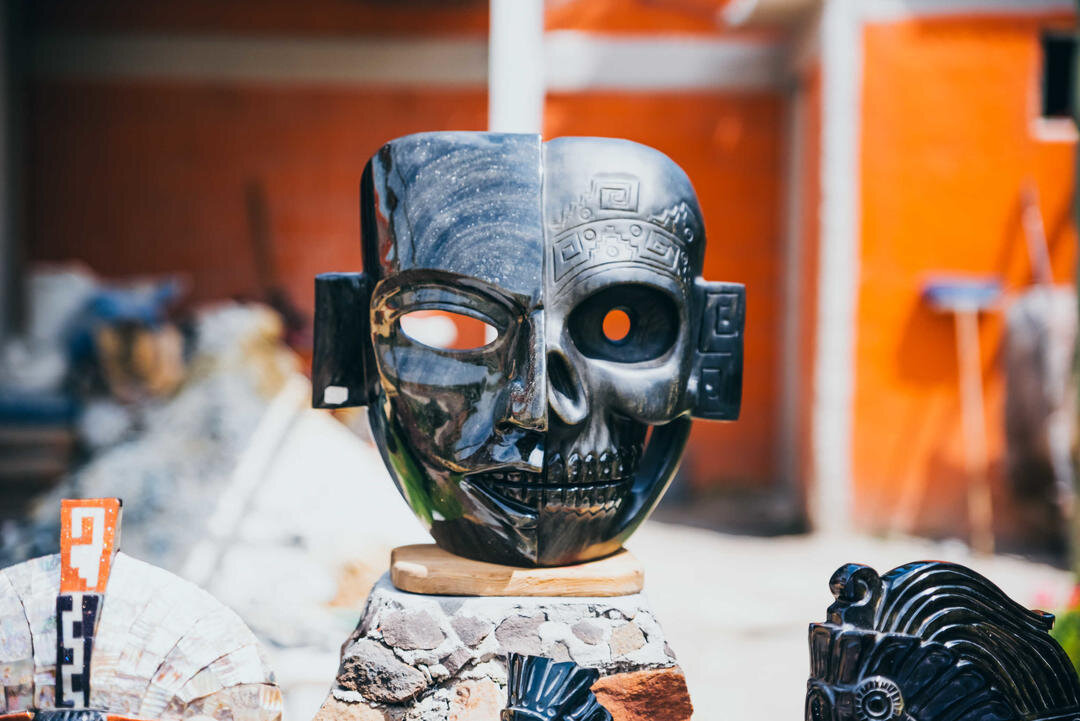 Маска из обсидиана ацтекская, Teotihuacan, Мексика