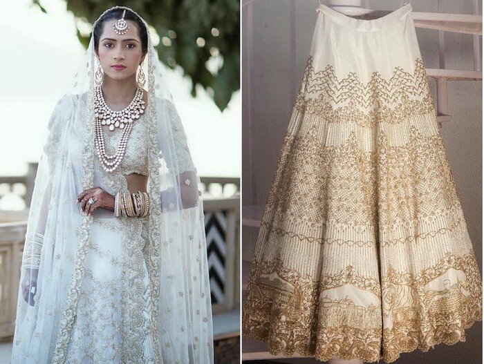 

Свадебное платье - один из самых важных аксессуаров для каждой невесты. Чтобы выглядеть неотразимо и неповторимо, невеста из Индии сама сшила традиционный свадебный наряд. Лехенга она украсила тончайшей вышивкой золотой нитью, изобразив на подоле картины, символизирующие историю любви пары.