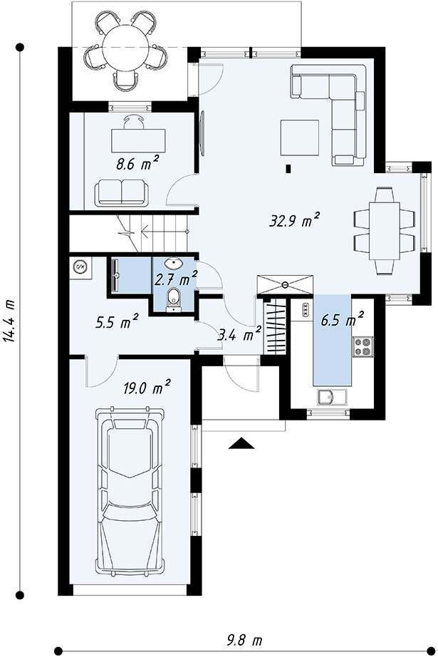 Пятикомнатный дом 10х14 м., с гаражом, общей площадью 160 кв.м.