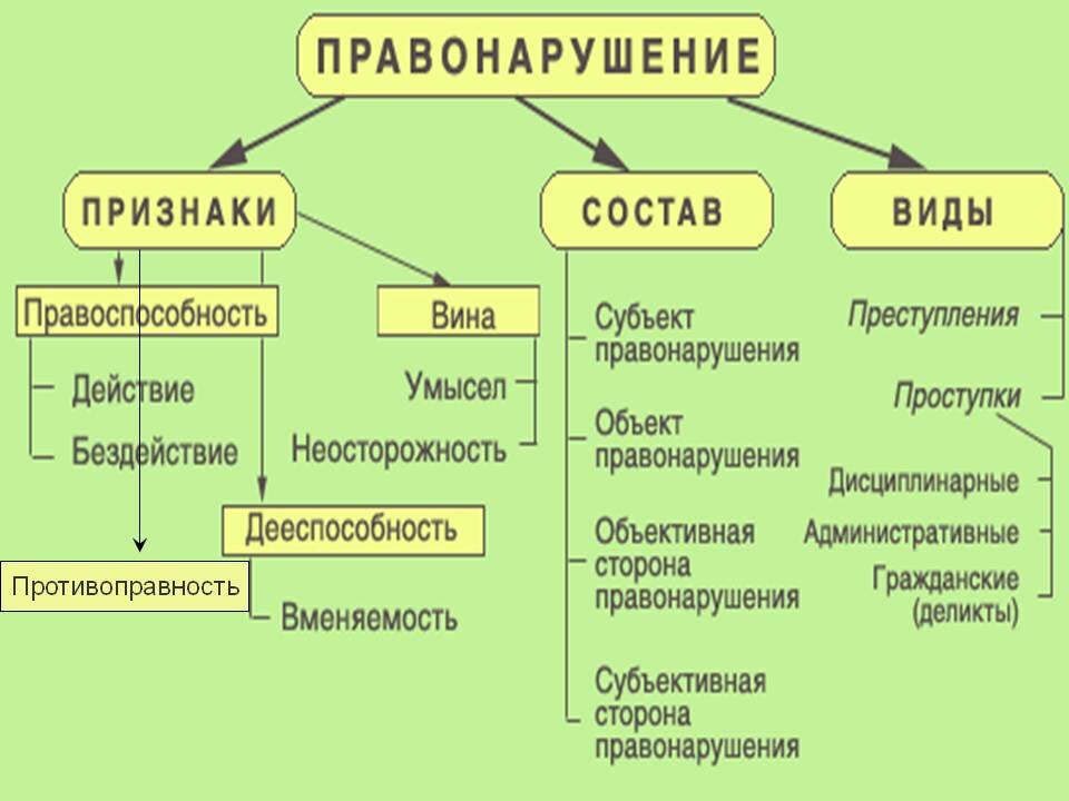 Виды правонарушений схема