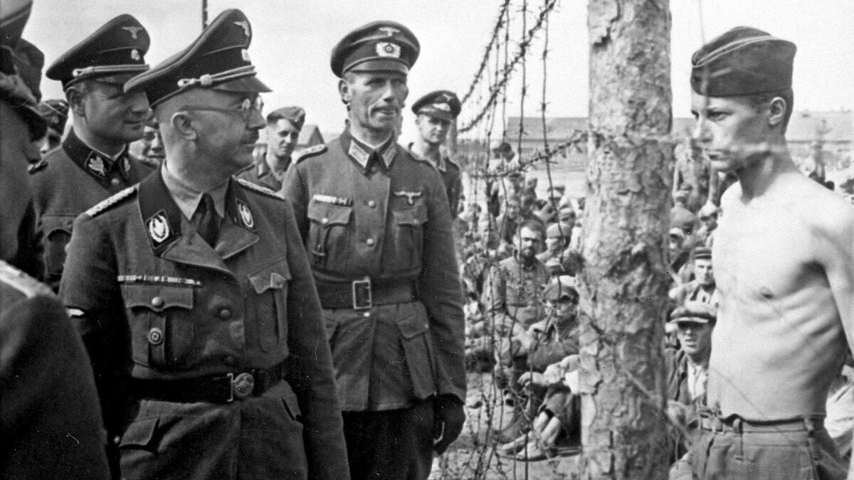 Гиммлер инспектирует лагерь для военнопленных, около 1941—1942 гг. Общественное достояние