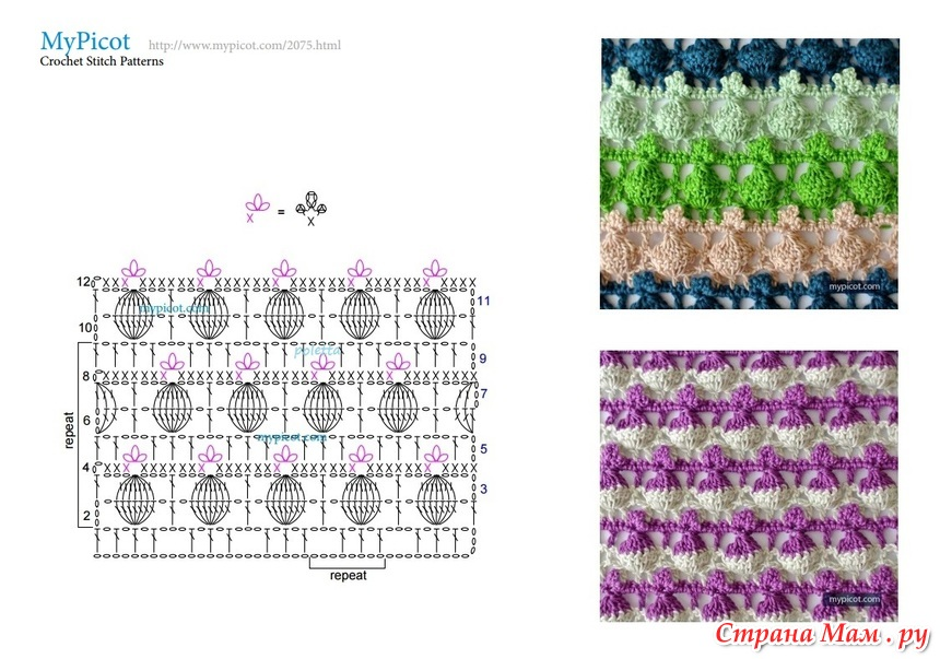 Схемы вязания крючком цветные. Вязание крючком двухцветных узоров схемы. Вязание крючком MYPICOT. Узоры от MYPICOT. Узор крючком MYPICOT.