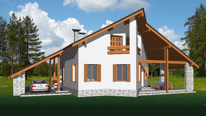 Характерная деталь дома - треугольный эркер с остроугольной кровлей со стороны сада