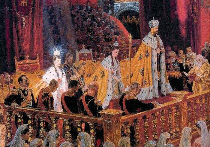 «Коронация Николая II в Успенском соборе Московского Кремля 14 мая 1896 года». Л. Туксен, 1898