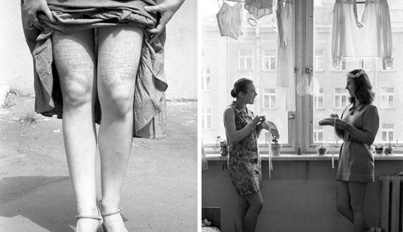 К сессии, конечно, готовились, но и шпоры писали.  Некоторые девушки делали так.