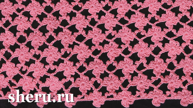 Фото связанного узора в кофточке с темной подкладкой