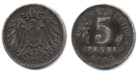 5 пфеннигов 1915 года