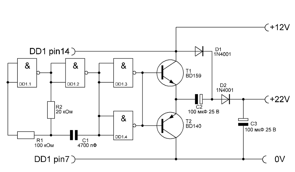 Электрическая схема с номиналами компонентов 