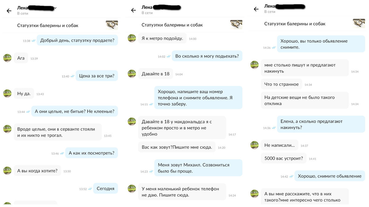 Здесь все скриншоты нашей переписки с Еленой.