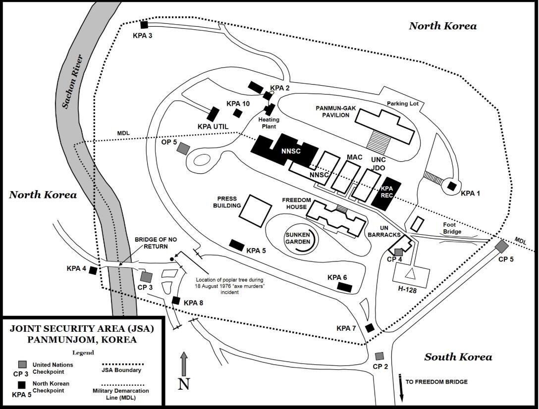 Эта схема JSA в Панмунжоме в 1984 году.  Источник: National Museum US Army.