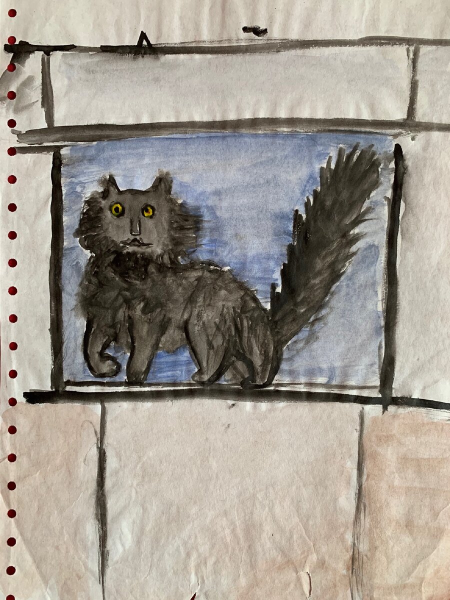 Одна из моих любимых ранних картин "Кошка Тоня". Художник: Владимир Кири. Фото автора.