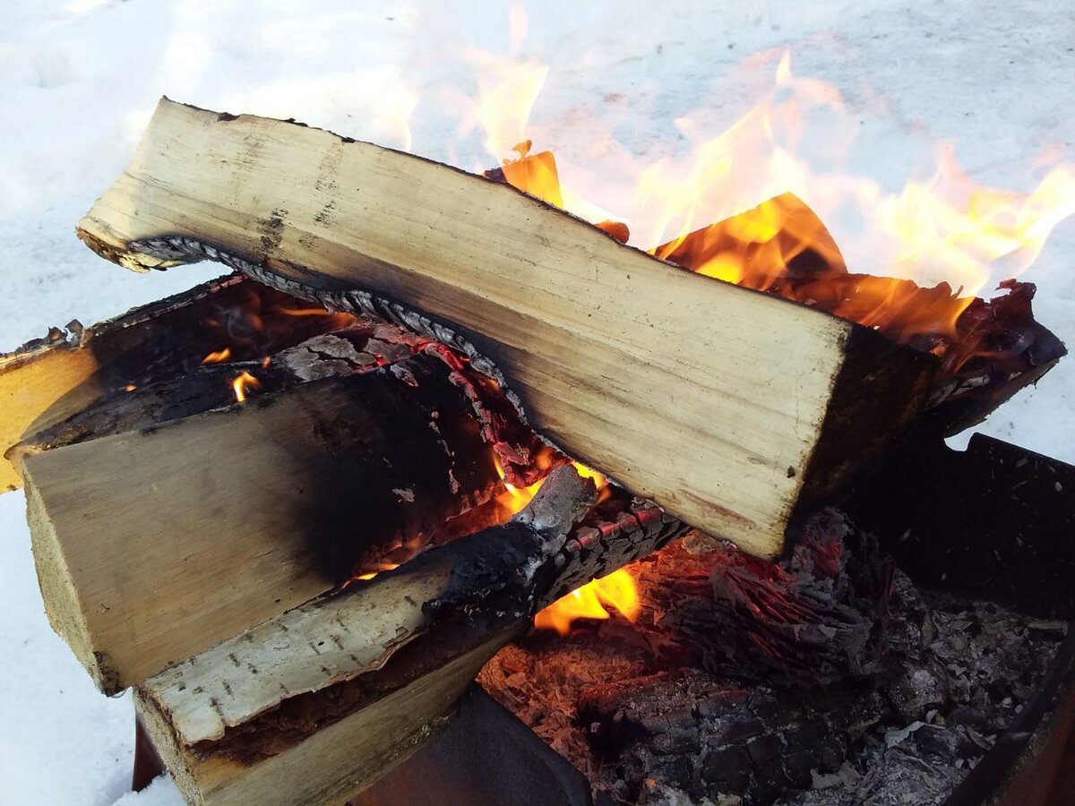 Жарим всегда на берёзовых дровах