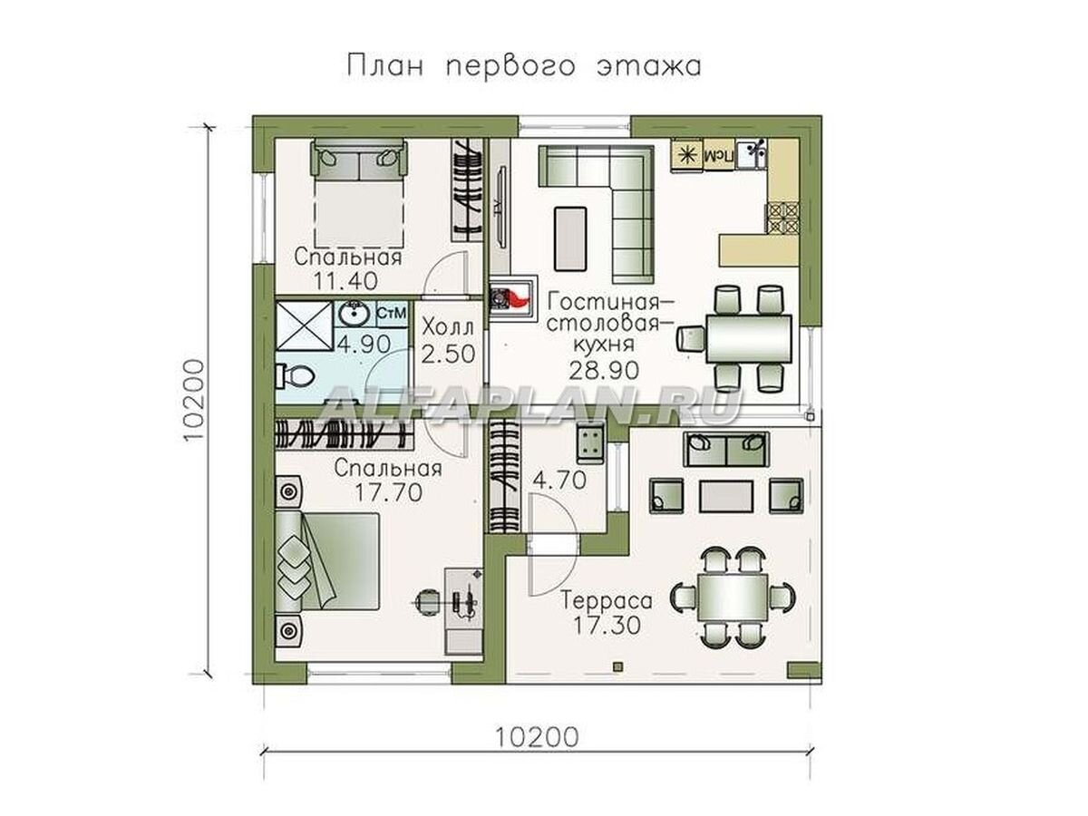 Оптимальное решение: 3 одноэтажных дома – дачи, до 85 м2, 2 спальни |  Популярные проекты домов Альфаплан | Дзен