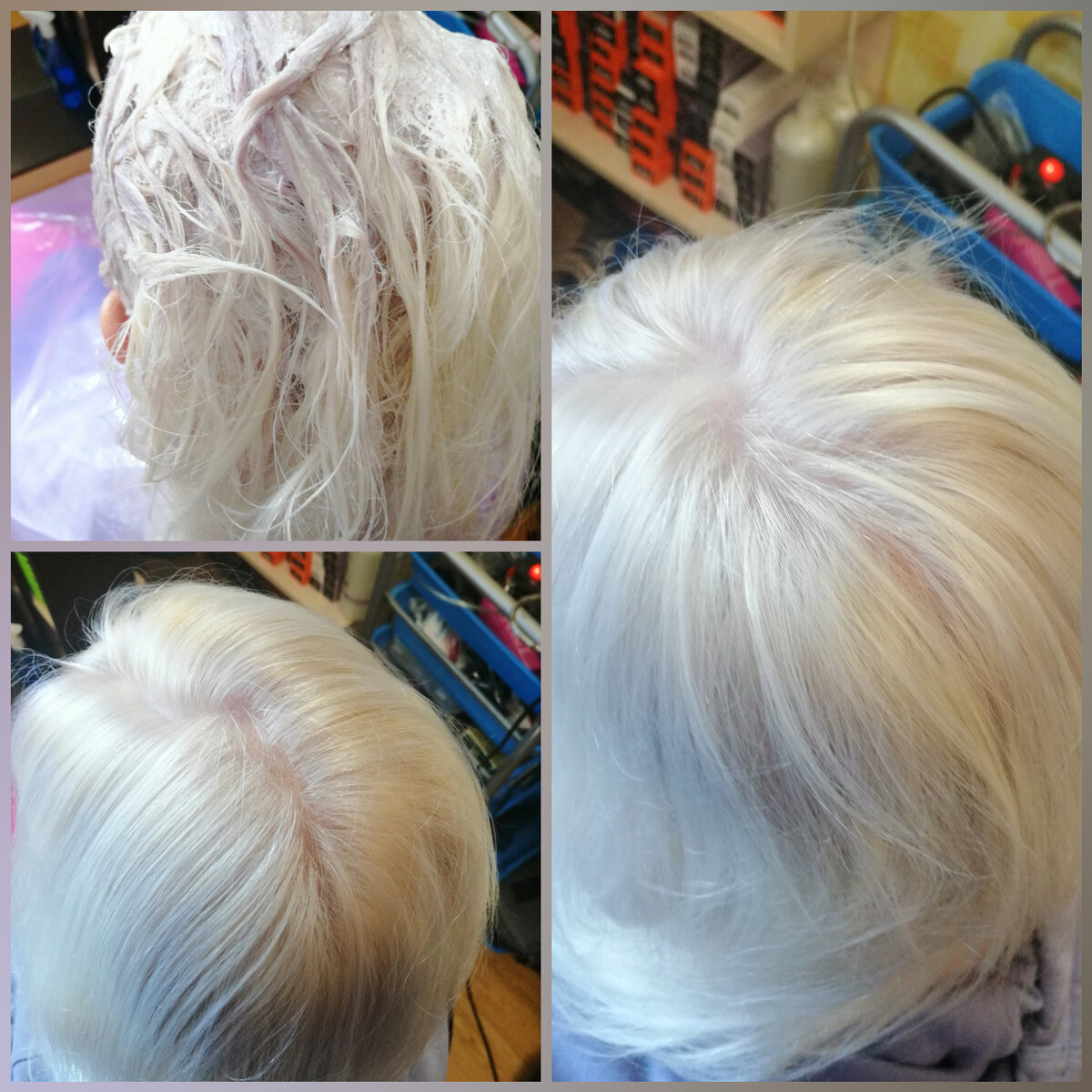 Осветление отросших волос до 10см и тонирование анти-желтым 