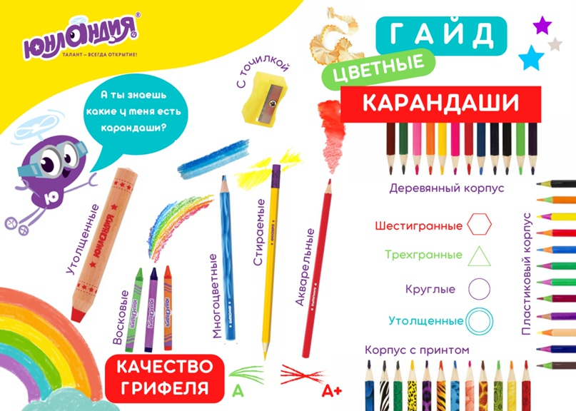 *Качество грифеля: мягкость и насыщенность цвета