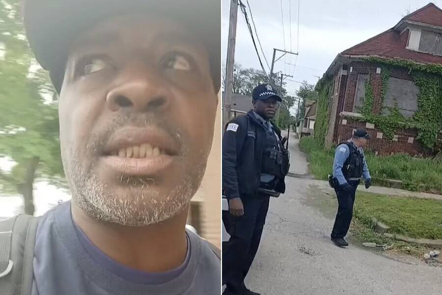 Антион Добин (слева) и сотрудники полиции на месте происшествия. 
