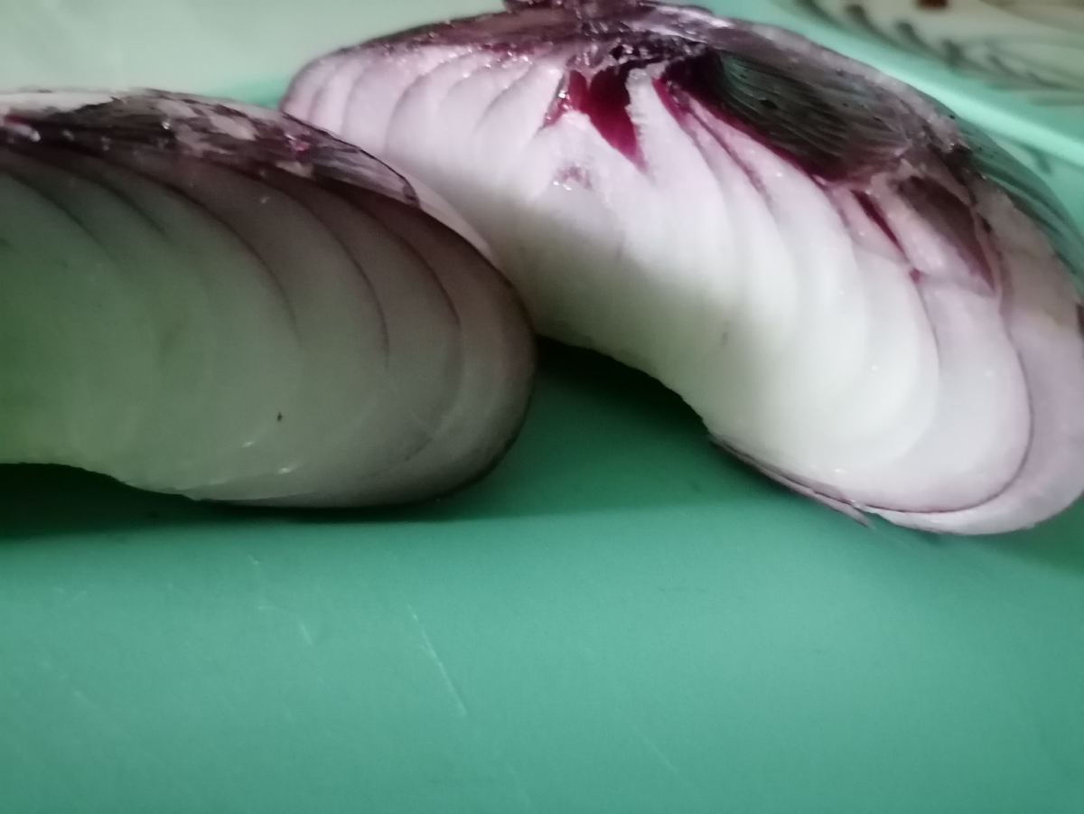 Ялтинский красный лук в разрезе