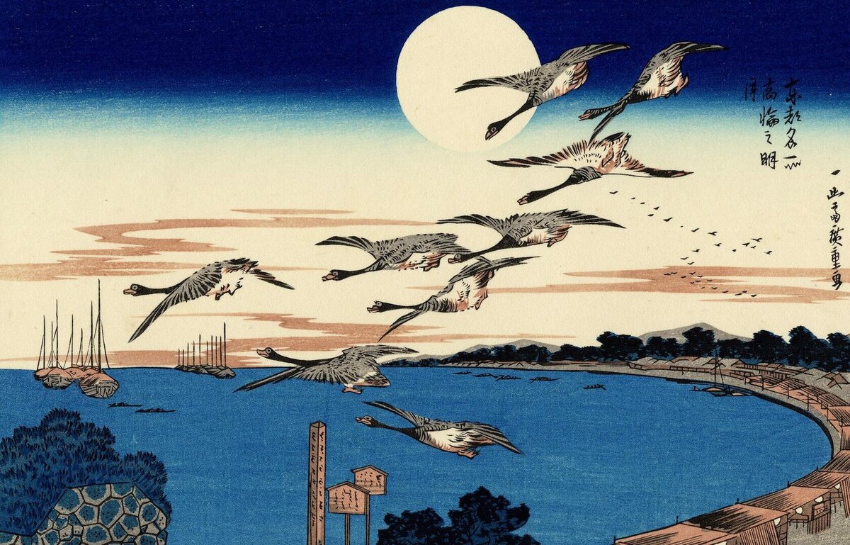 Фото из открытых источников. Японская цветная гравюра, залив