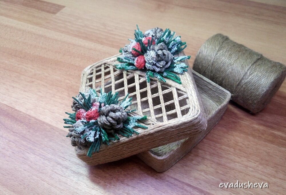 Шкатулка из джута "Зимняя  сказка"