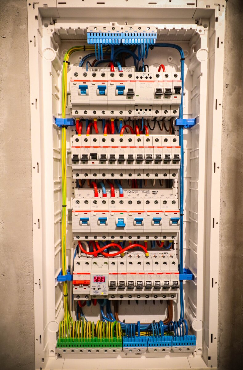 электрощит 380 100 квт. распределительный щит 3u hyperline. сборка трёхфазного щита на 48 модулей. готовый щиток. щит квартирный встраиваемый abb.