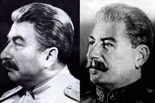 Слева- Е.Лубицкий, справа-И.В. Сталин