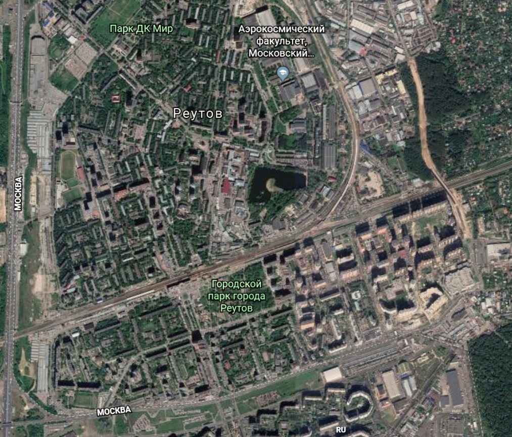 Реутов со спутника