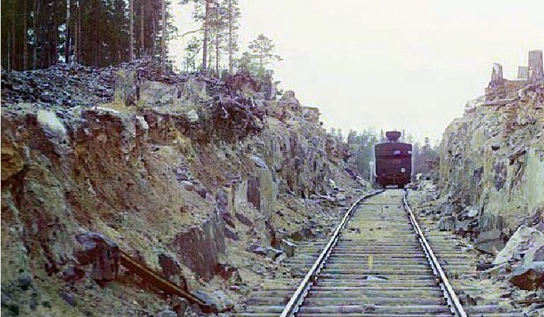 «Мурманка». Пролом в скале. Фото:Сергея Прокудина-Горского. 1916 г.