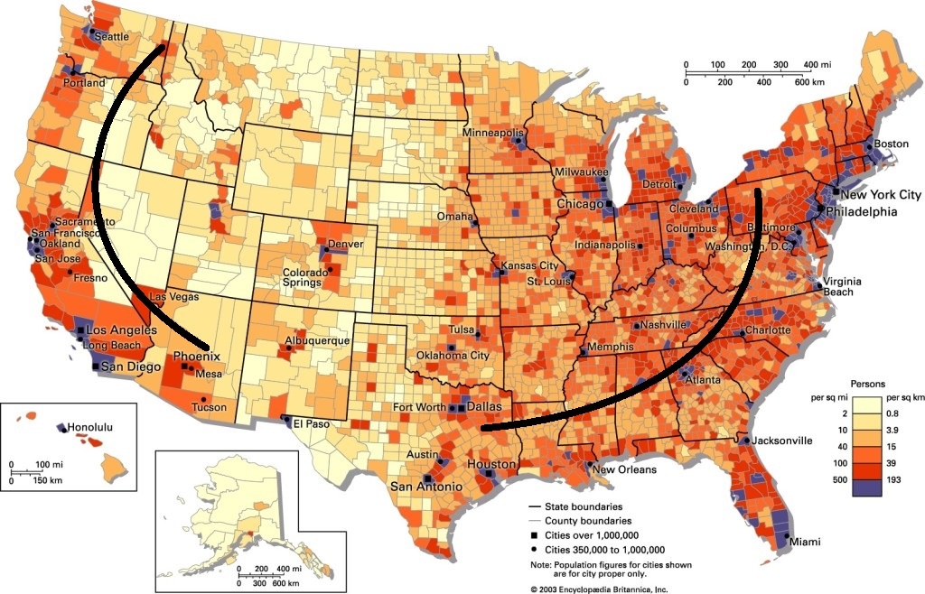 Черными линиями показана примерная дальность поражения в случае атаки "Посейдона"