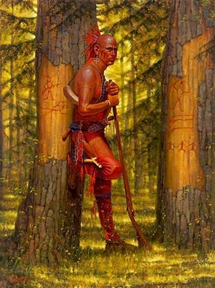 Военные рисунки на деревьях