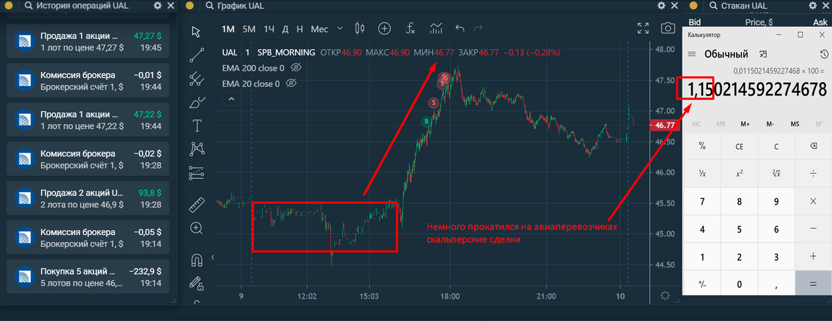 Скрин с рабочего терминала