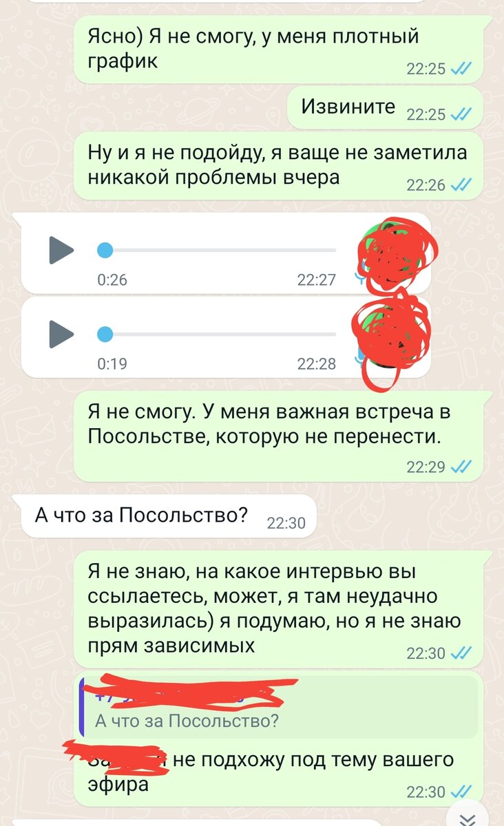 Скрин переписки