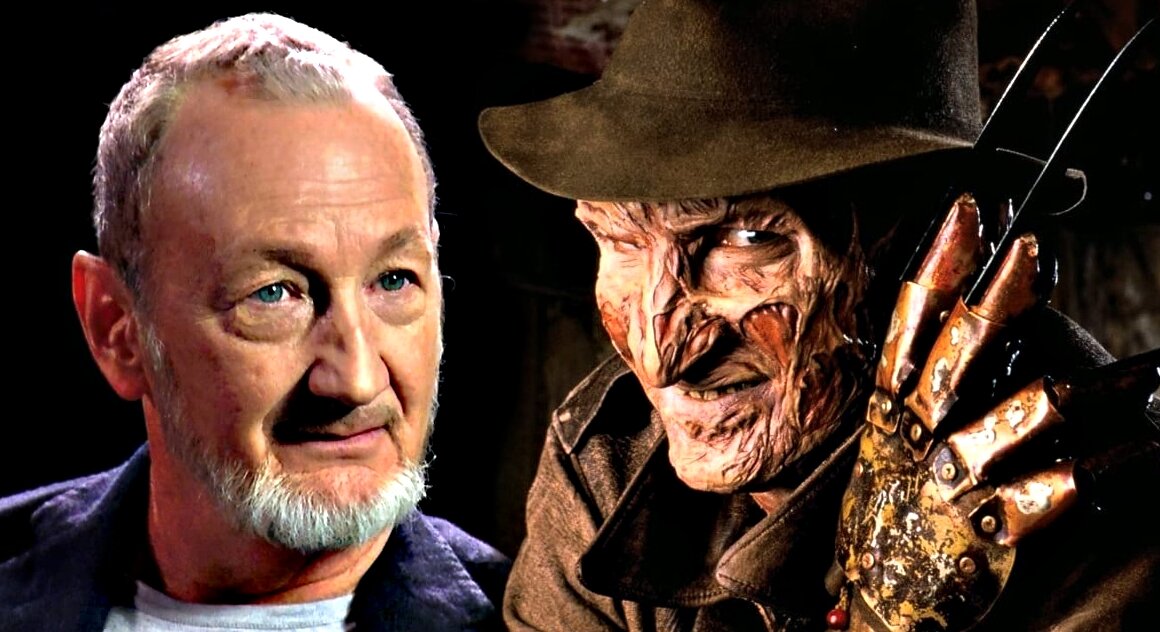 Американский актёр Роберт Инглунд 1947 года рождения, и его кинообраз злодей Фредди Крюгер.