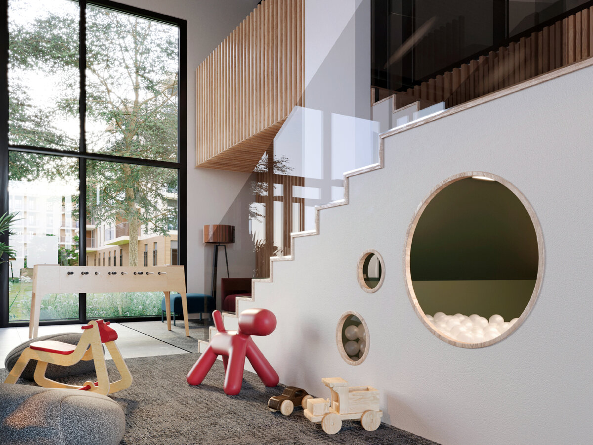 Всесезонная детская комната с аниматором. Рендер проекта. 