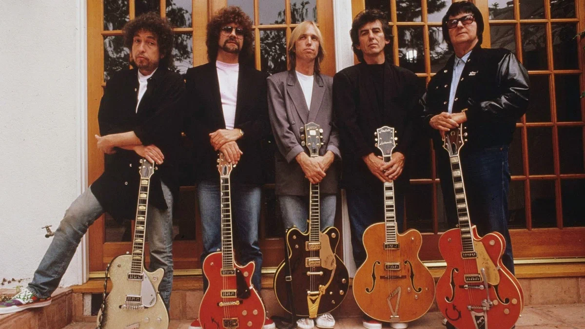 Traveling Wilburys. Боб Дилан, Джефф Линн, Том Петти,  Джордж Харрисон, Рой Орбисон.