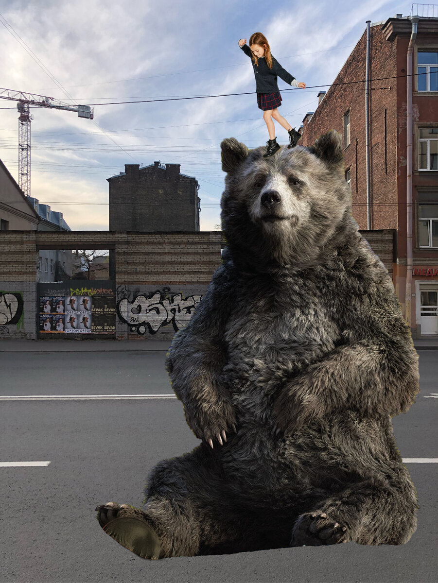 девочка и её друг медведь